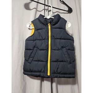 Old Navy Fleece Lined Puffer Vest, 2T, Yellow And Navy